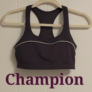 Champion purple w/white stripe racerback athletic sports bra Sz: M